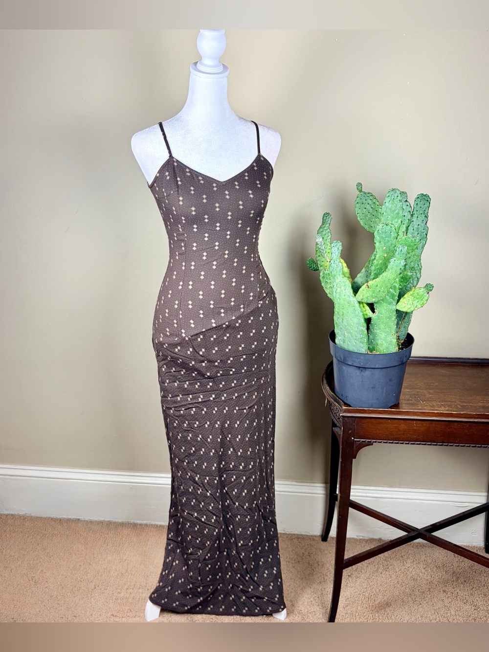 VTG Made in Italy Vintage 90s/Y2K Sisley Archival Mesh Ruched Maxi Dress XS